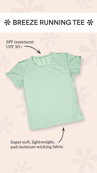 Middle Trail running tee with features including SPF treatment, lightweight and moisture wicking fabric