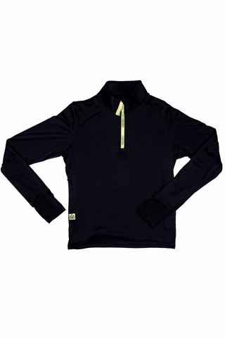 This black women’s running quarter zip top is ultra-soft and made with a moisture-wicking fabric so it’s perfect for all running seasons.