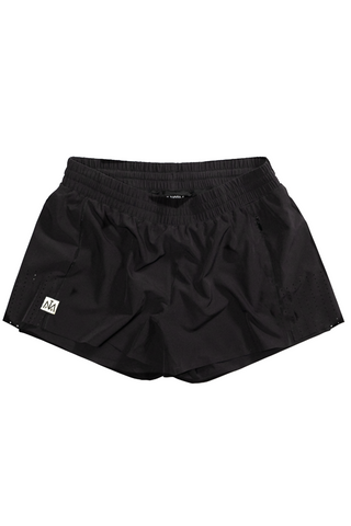 This black, 3.75 inch pair of women’s running shorts with pockets is designed with a lightweight, moisture-wicking fabric.