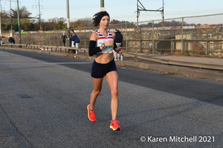 Mackenzie Lowe running a half marathon.
